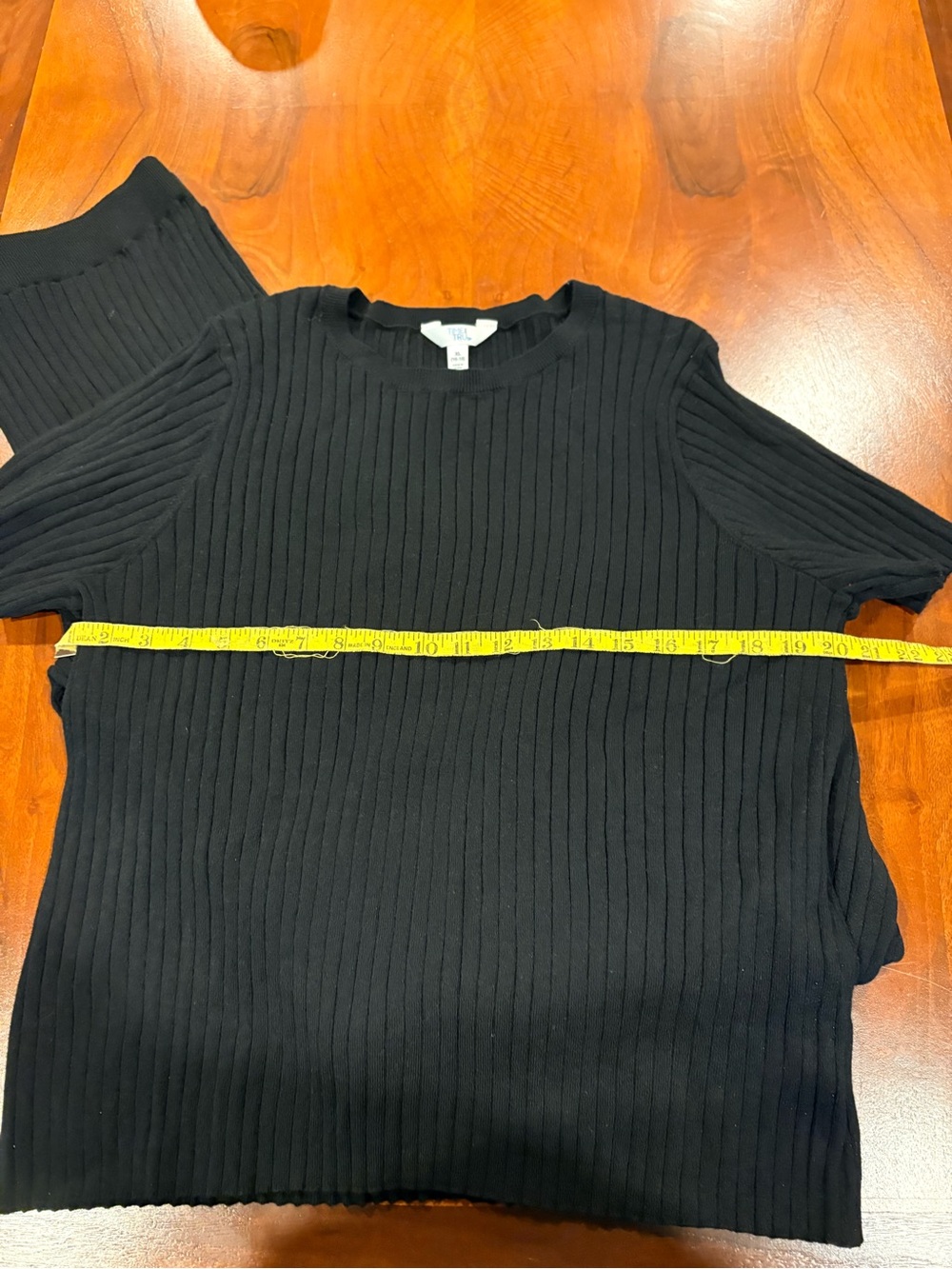 2pc knit Black Ribbed Wide-Leg Jumpsuit, size XL, very posh in person. - Picture 7 of 10